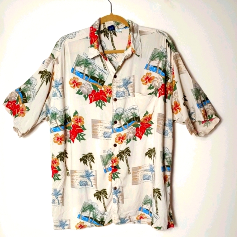 Hibiscus Collection Hawaii Mens Short Sleeve Shirt XL -405